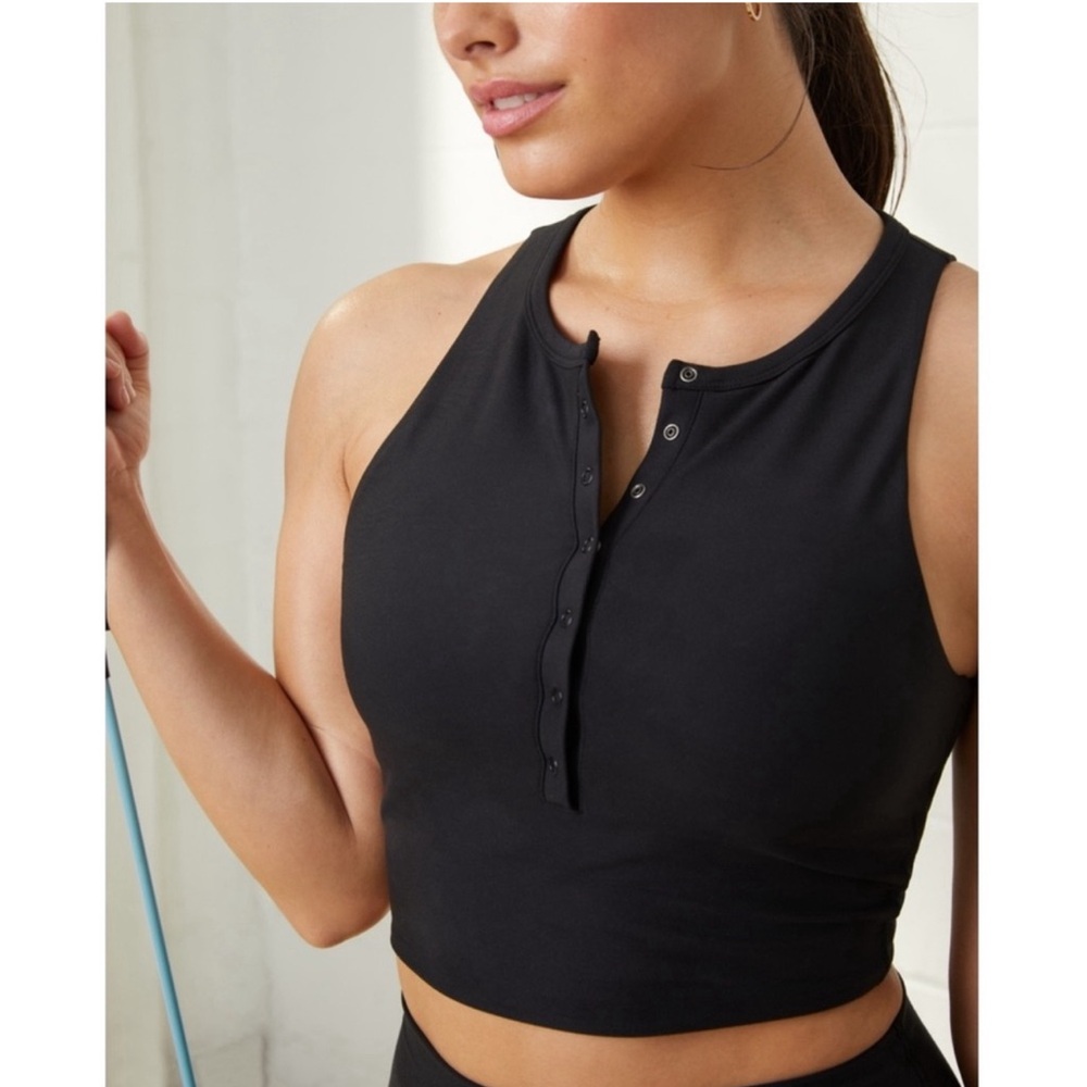 Abercrombie & Fitch YPB SculptLUX Plunge Henley Slim Tank Top Sports Bra XS